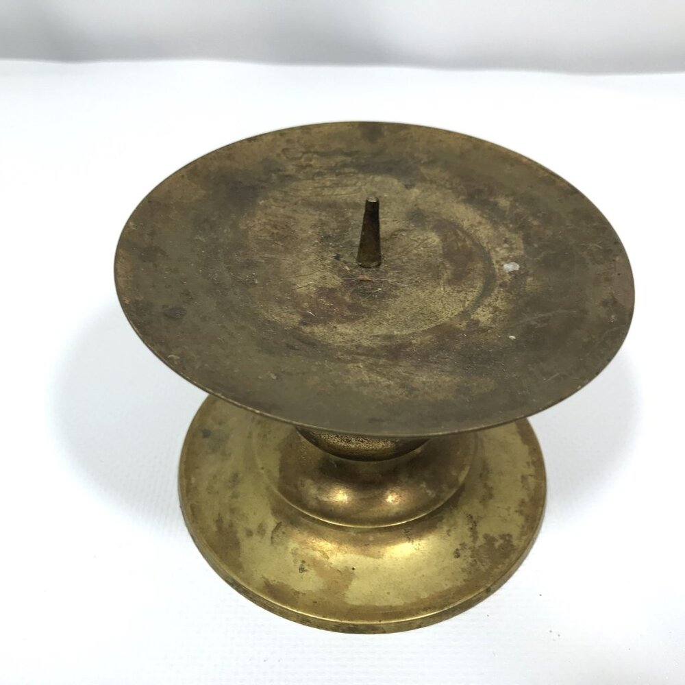 Vintage MCM Solid Brass Pedestal Candle Holder - Picture 2 of 4